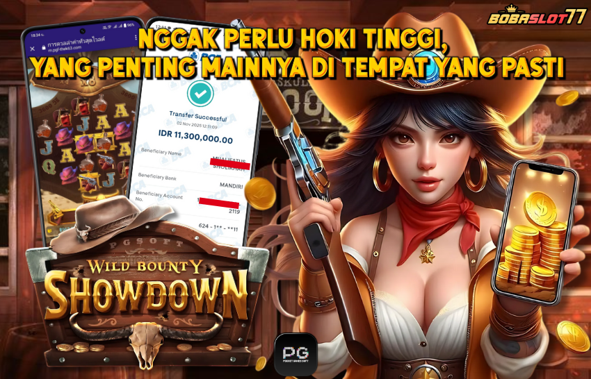 Selamat kepada user id : pat****1 Wede Rp 11.300.000 di Game WILD BOUNTY SHOWDOWN PG SOFT Cair Gk Sampe 1 Menit! Menang Mudah di Bobaslot77